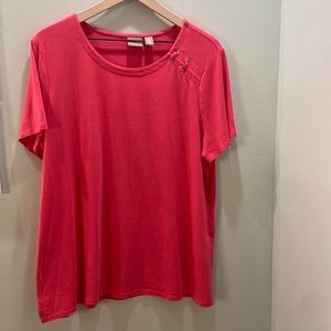 Chico’s Coral Tee with Neck Detail